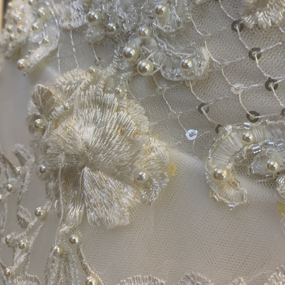 NEW ivory Aline cathedral length train wedding dress beaded corset back vneck - Picture 11 of 11